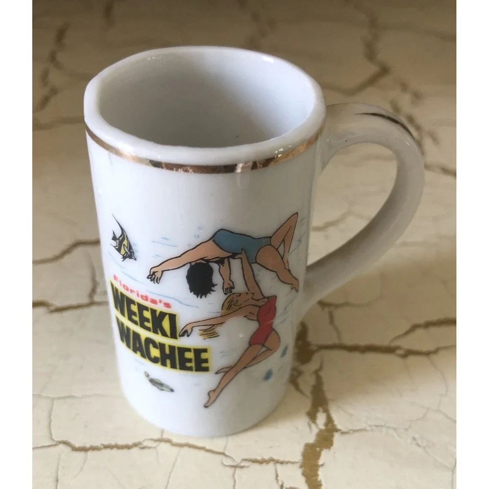 Florida's Weeki Wachee Mermaids Shot Glass Cup w/Handle Rare Find